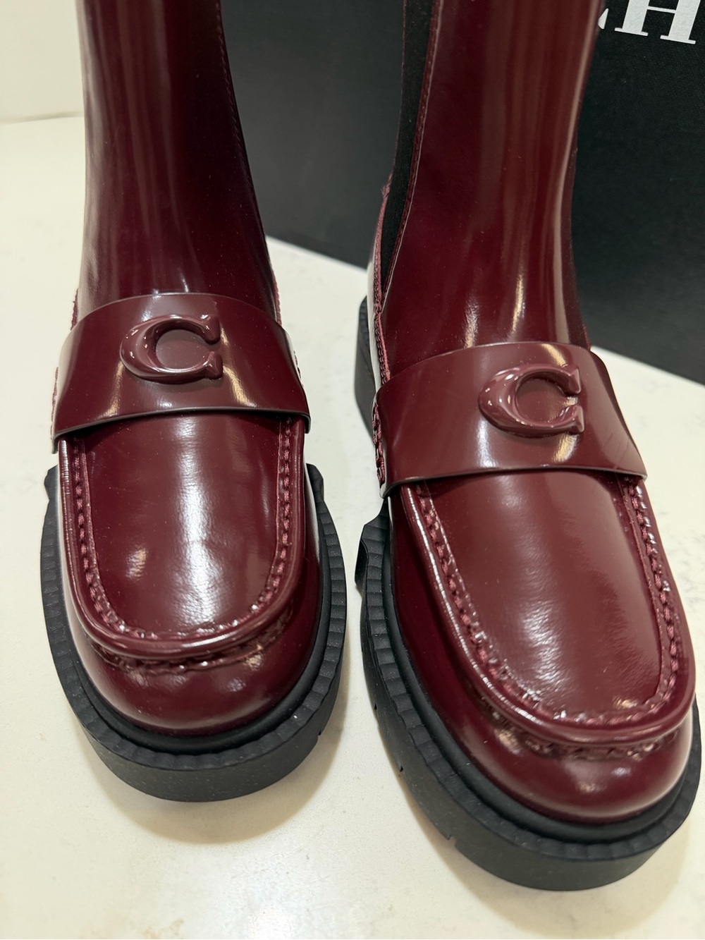 Authentic Coach Retail Burgundy Leather Chelsea Booties - Picture 9 of 13
